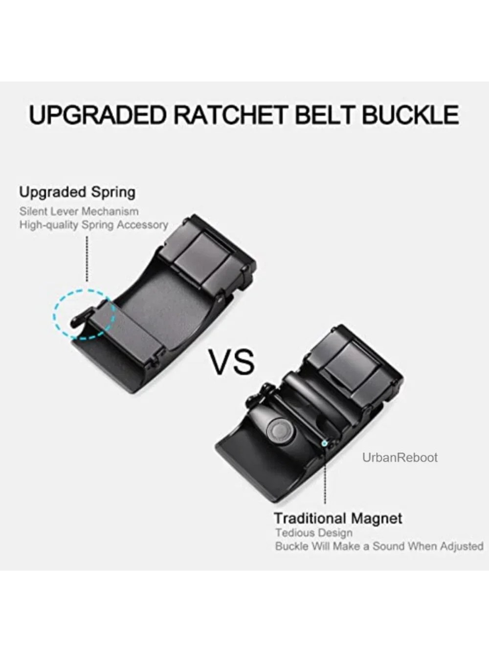Men's Leather Belt Ratchet Buckle Trim to Fit Dress Casual Adjustable